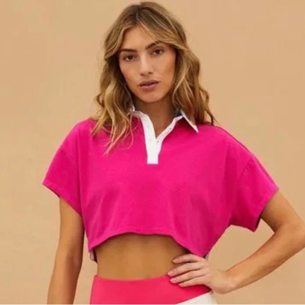 New Beach Riot Willa Polo Crop Top